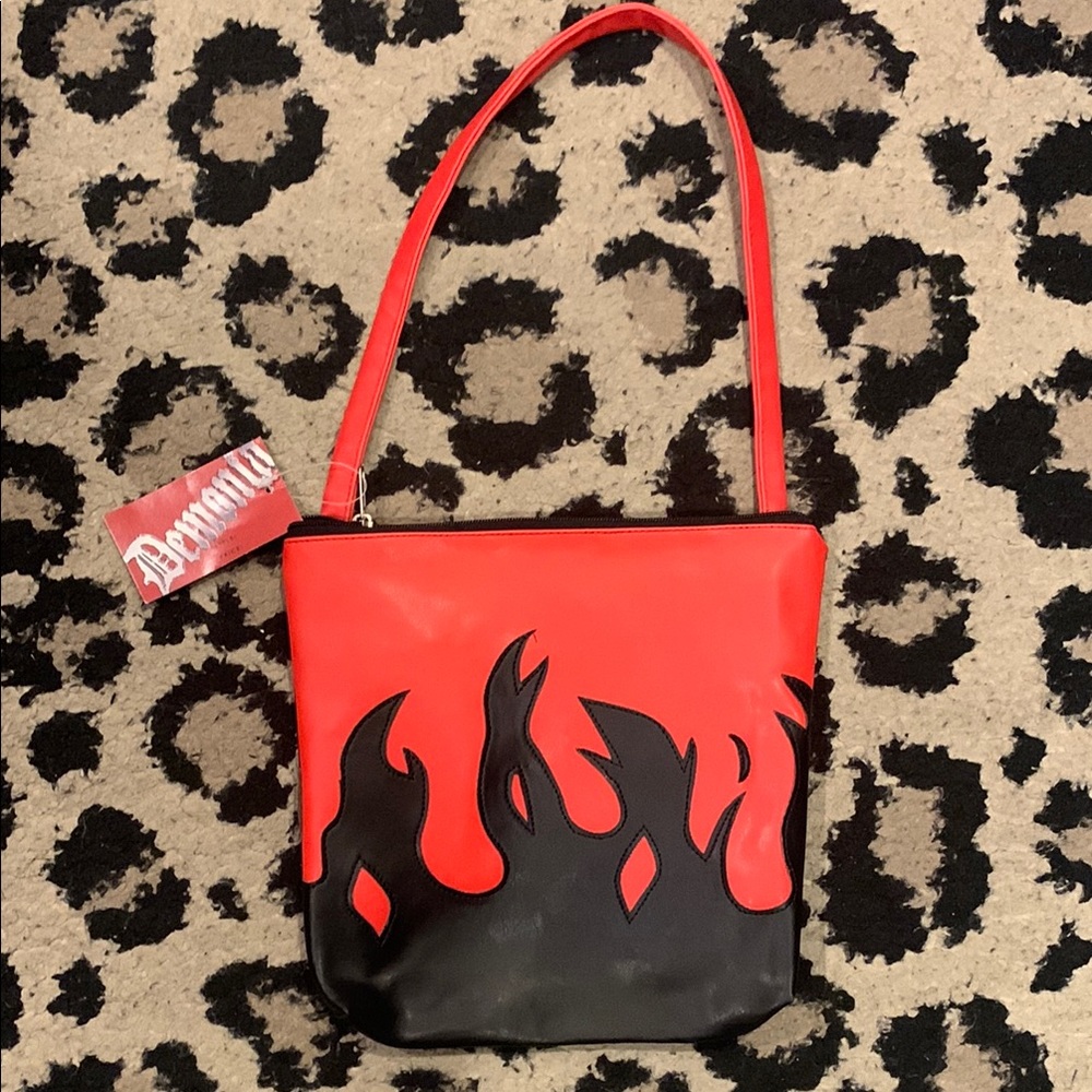 Demonia Red and Black Flame Shoulder Bag